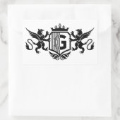 Griffioenen flankeren een schild met de letter "G" Rechthoekige Sticker (Tas)