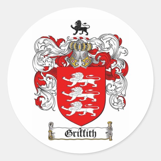 GRIFFITH FAMILIE CREST - GRIFFITH COAT VAN WAPENS RONDE STICKER (Voorkant)