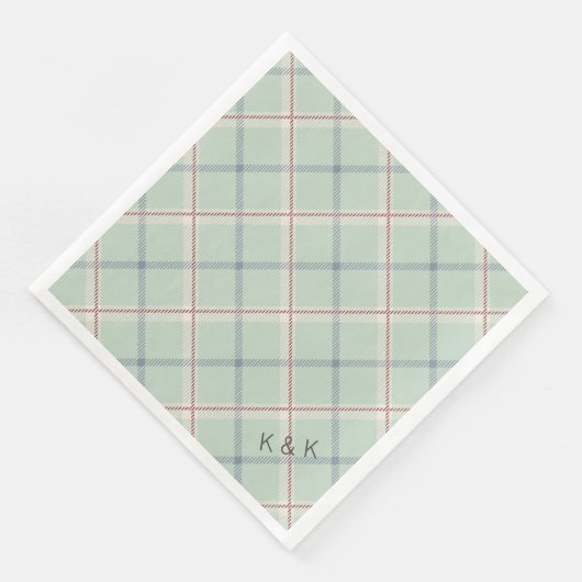 Griffith Family Tartan Plaid Check in Sage Green Servet (Hoek)