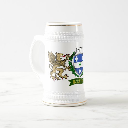 Griffith Irish Shield Beer Stein Bierpul (Voorkant links)