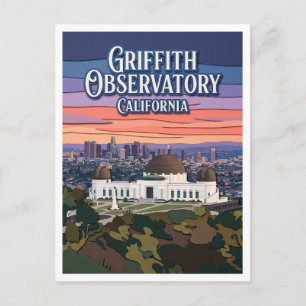 Griffith-observatorium bij zonsondergang Los Angel Briefkaart