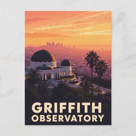 Griffith Observatorium Los Angeles zonsondergang Briefkaart (Voorkant)