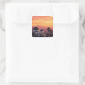  Griffith Observatorium Los Angeles zonsondergang Vierkante Sticker (Tas)