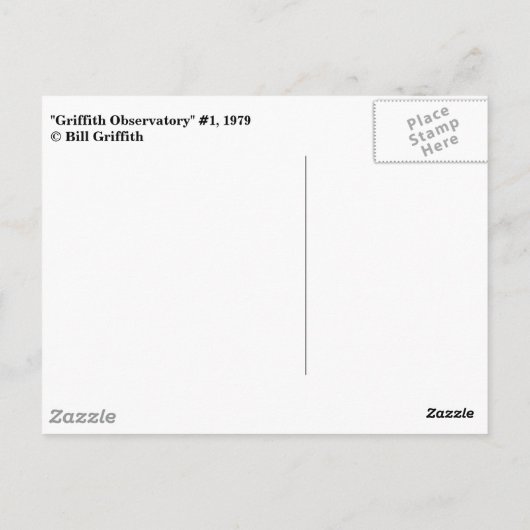 "Griffith Observatory" #1, 1979 Briefkaart (Achterkant)