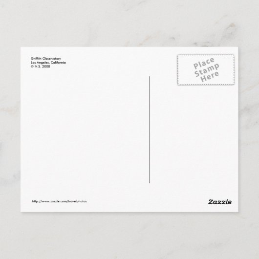 Griffith Observatory Briefkaart (Achterkant)