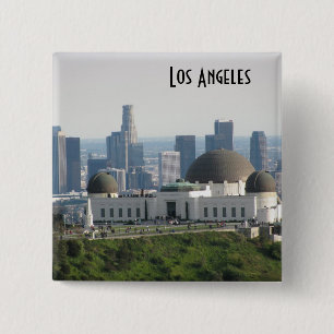 Griffith Observatory en Downtown Los Angeles Vierkante Button 5,1 Cm