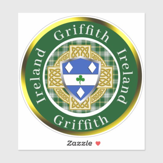 Griffith Shield & Celtic Cross gepersonaliseerd Sticker (Vel)