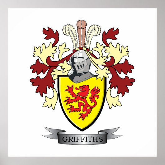 Griffiths Familie Crest Coat of Arms Poster (Voorkant)