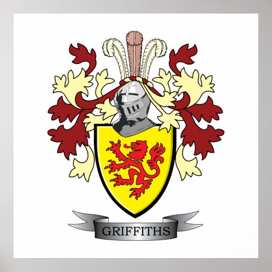 Griffiths Familie Crest Coat of Arms Poster (Voorkant)