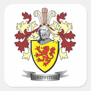 Griffiths Familie Crest Coat of Arms Vierkante Sticker