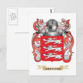 Griffiths wapenschild (familiewapen) briefkaart (Voorkant / Achterkant)