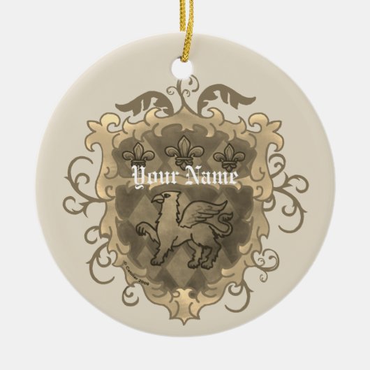 Griffon familiewapen Achternaam Keramisch Ornament (Voorkant)