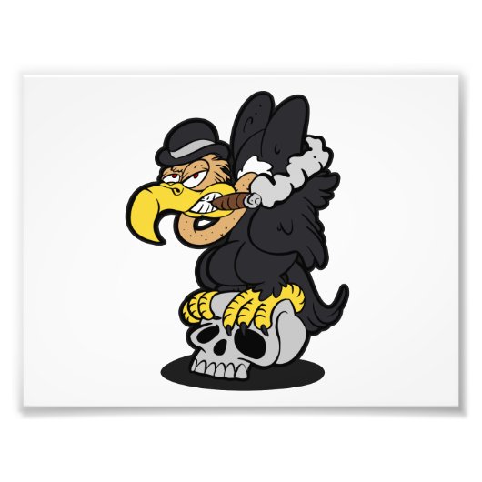 Griffon Vulture cartoon | achtergrondkleur kiezen Foto Afdruk (Voorkant)