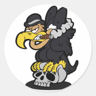 Griffon Vulture cartoon   achtergrondkleur kiezen Ronde Sticker