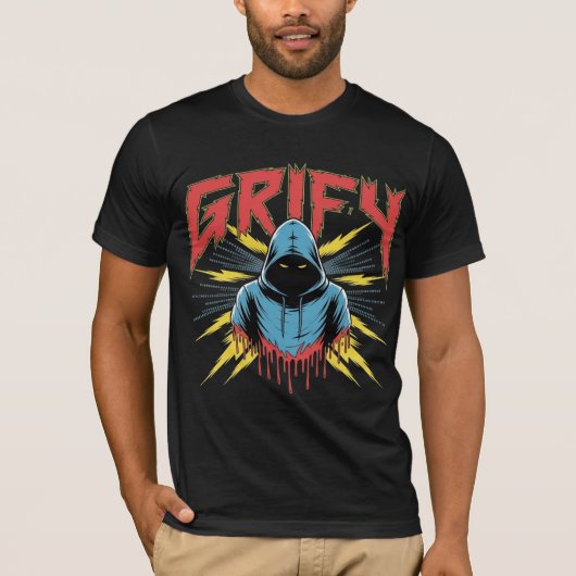 Grify Cyber Hacker Kunst Hooded Rogue Binaire Code T-shirt (Voorkant)