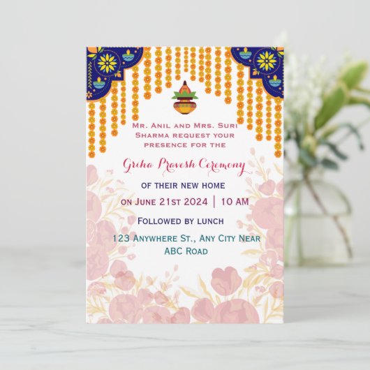 Griha Pravesh Ceremonoy Kaart (Staand voorkant)