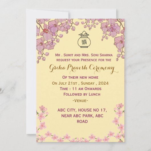 Griha Pravesh-uitnodiging Kaart (Voorkant)