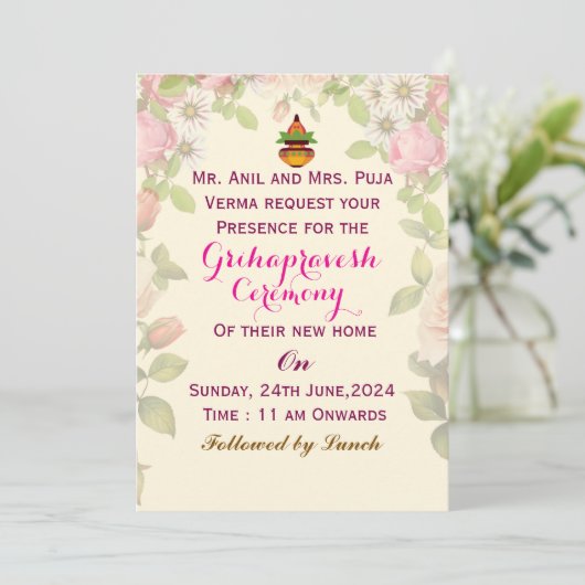 Grihapravesh Invitations  Kaart (Staand voorkant)