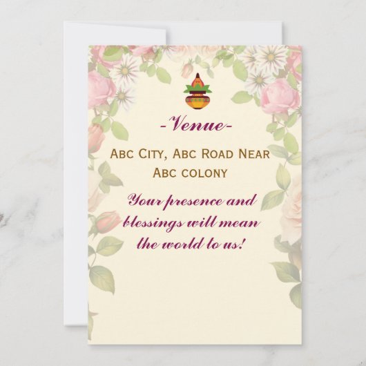 Grihapravesh Invitations Kaart (Achterkant)