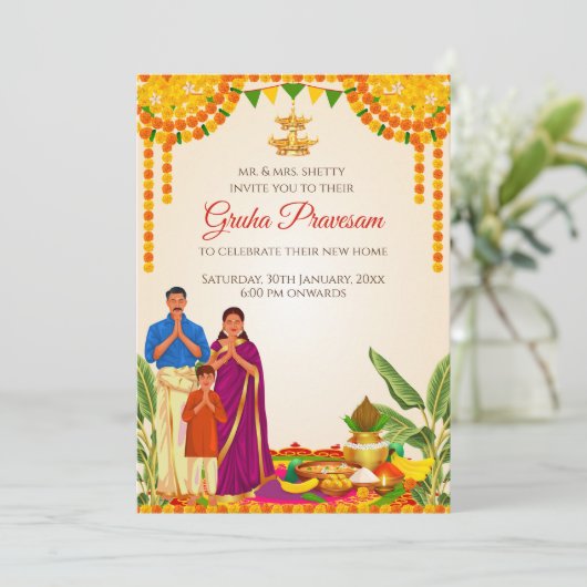 Grihapravesh nodig Digital Gruhapravesham uit Kaart (Staand voorkant)