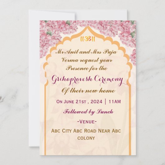 Grihapravesh Uitnodigingen (Voorkant)