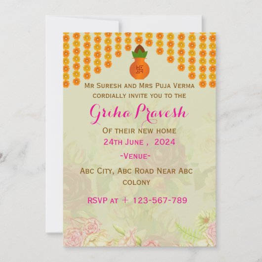 Grihapravesh Uitnodigingen (Voorkant)