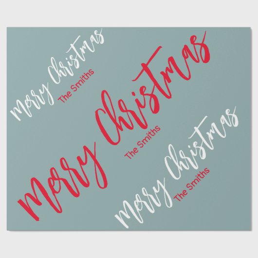 GRIJDE RODE EN WITTE GEPERSONALISEERDE MERRY CHRIS CADEAUPAPIER (Vlak)