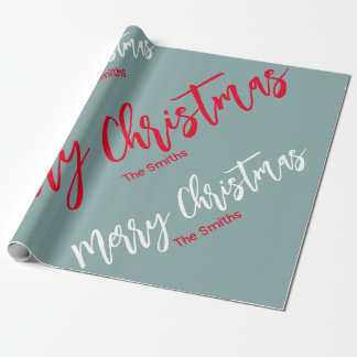 GRIJDE RODE EN WITTE GEPERSONALISEERDE MERRY CHRIS CADEAUPAPIER