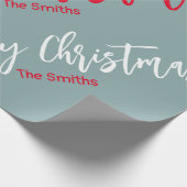 GRIJDE RODE EN WITTE GEPERSONALISEERDE MERRY CHRIS CADEAUPAPIER (Hoek)