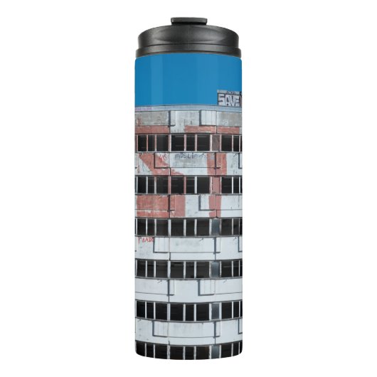 GRIJE EN ZWARTE POSTLAMP THERMOSBEKER (Voorkant)