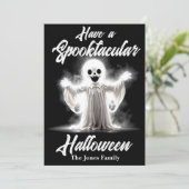 Grijns in de somberheid - De groet van het spook Feestdagenkaart (Staand voorkant)