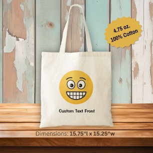 Grijnzend Gezicht met Open Ogen Boodschappentas Tote Bag