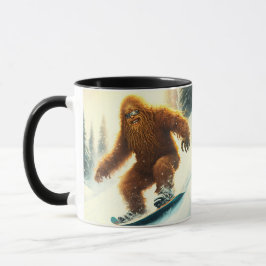 Grijnzende Bigfoot Sasquatch Sneeuwboarden Poeder Mok