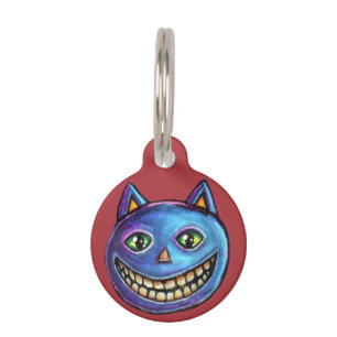 Grijnzende Blauwe Kat Vintage Halloweenies Huisdierpenning