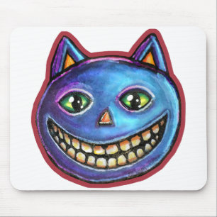 Grijnzende Blauwe Kat Vintage Halloweenies Muismat
