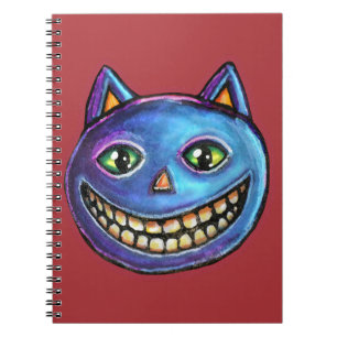 Grijnzende Blauwe Kat Vintage Halloweenies Notitieboek
