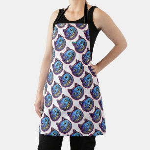Grijnzende Blauwe Kat Vintage Halloweenies Schort