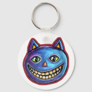 Grijnzende Blauwe Kat Vintage Halloweenies Sleutelhanger