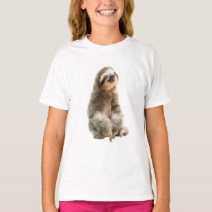 Grijnzende Drie-Tenen Luiaard Portret Kinderen T-shirt