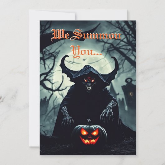 Grijnzende enge demon met rode ogen Halloween Kaart (Voorkant)