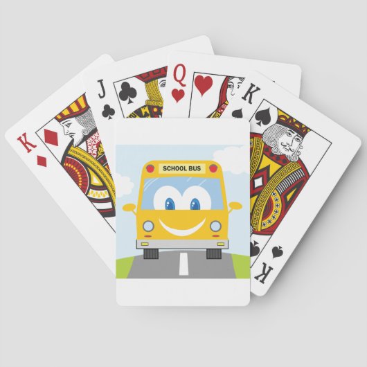 Grijnzende Gele Schoolbus Pokerkaarten (Achterkant)