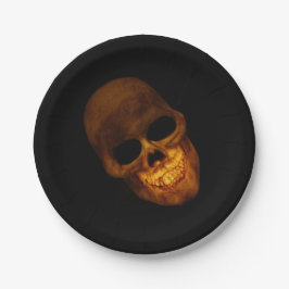 Grijnzende Gouden Schedel Halloween Feest Papieren Bordje