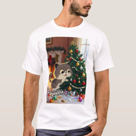 Grijnzende Kittens Kerst Chaos 1 man T-shirt
