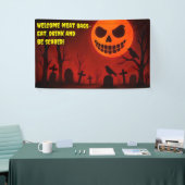Grijnzende Maan Kerkhof: Halloween Nacht Spandoek (Beurs)