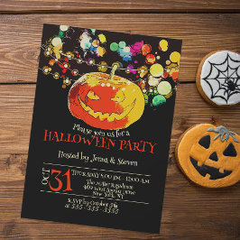 Grijnzende pompoen kleurrijke slingerlichtjes Hall Kaart