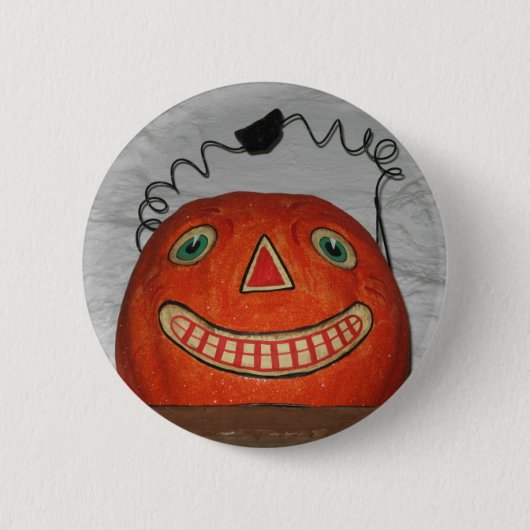 Grijnzende Pompoen Ronde Button 5,7 Cm (Voorkant)