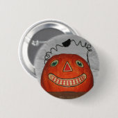Grijnzende Pompoen Ronde Button 5,7 Cm (Voorkant /achterkant)