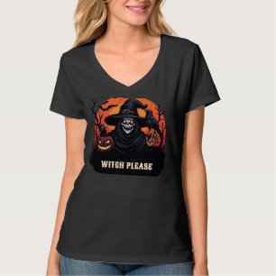 Grijnzende Schedel Heks Halloween Horror Nacht 🕸️ T-shirt
