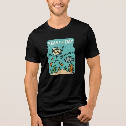 Grijp de Dag – Grappige Stickfigure Duiksport Tri-Blend Shirt (Voorkant)