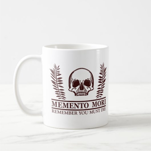 Grijp de Dag Memento Mori schedel Koffiemok (Links)